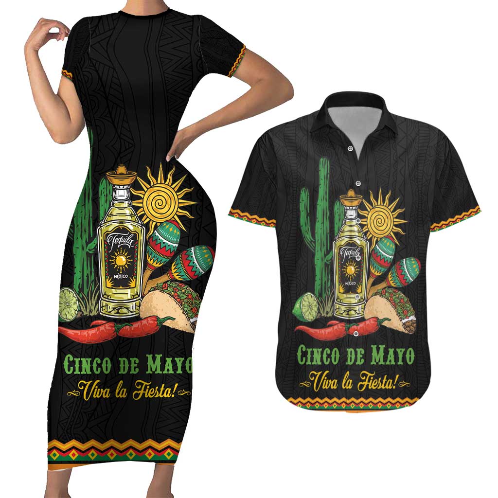 Mexico Cinco de Mayo Couples Matching Short Sleeve Bodycon Dress and Hawaiian Shirt Viva la Fiesta!