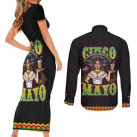 Mexico Cinco de Mayo Couples Matching Short Sleeve Bodycon Dress and Long Sleeve Button Shirt Viva la Fiesta!