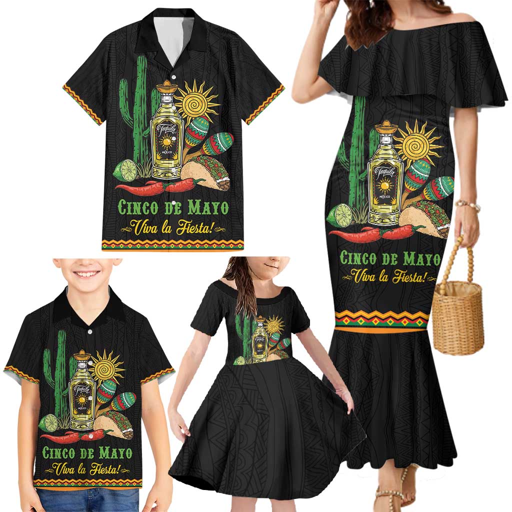 Mexico Cinco de Mayo Family Matching Mermaid Dress and Hawaiian Shirt Viva la Fiesta!
