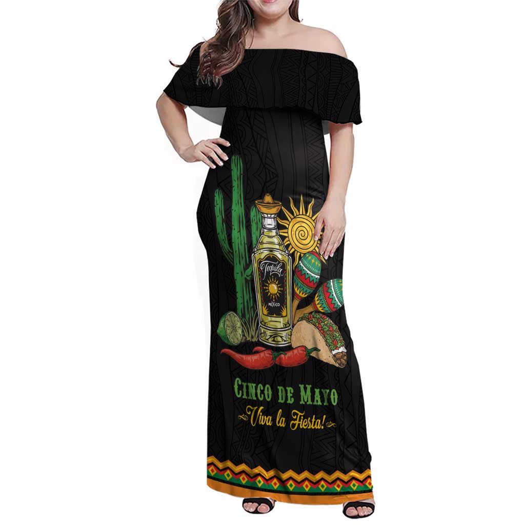 Mexico Cinco de Mayo Family Matching Off Shoulder Maxi Dress and Hawaiian Shirt Viva la Fiesta!
