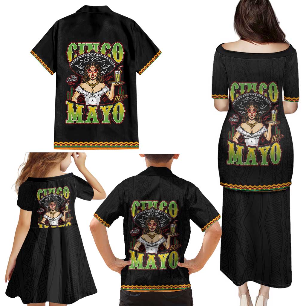 Mexico Cinco de Mayo Family Matching Puletasi and Hawaiian Shirt Viva la Fiesta!