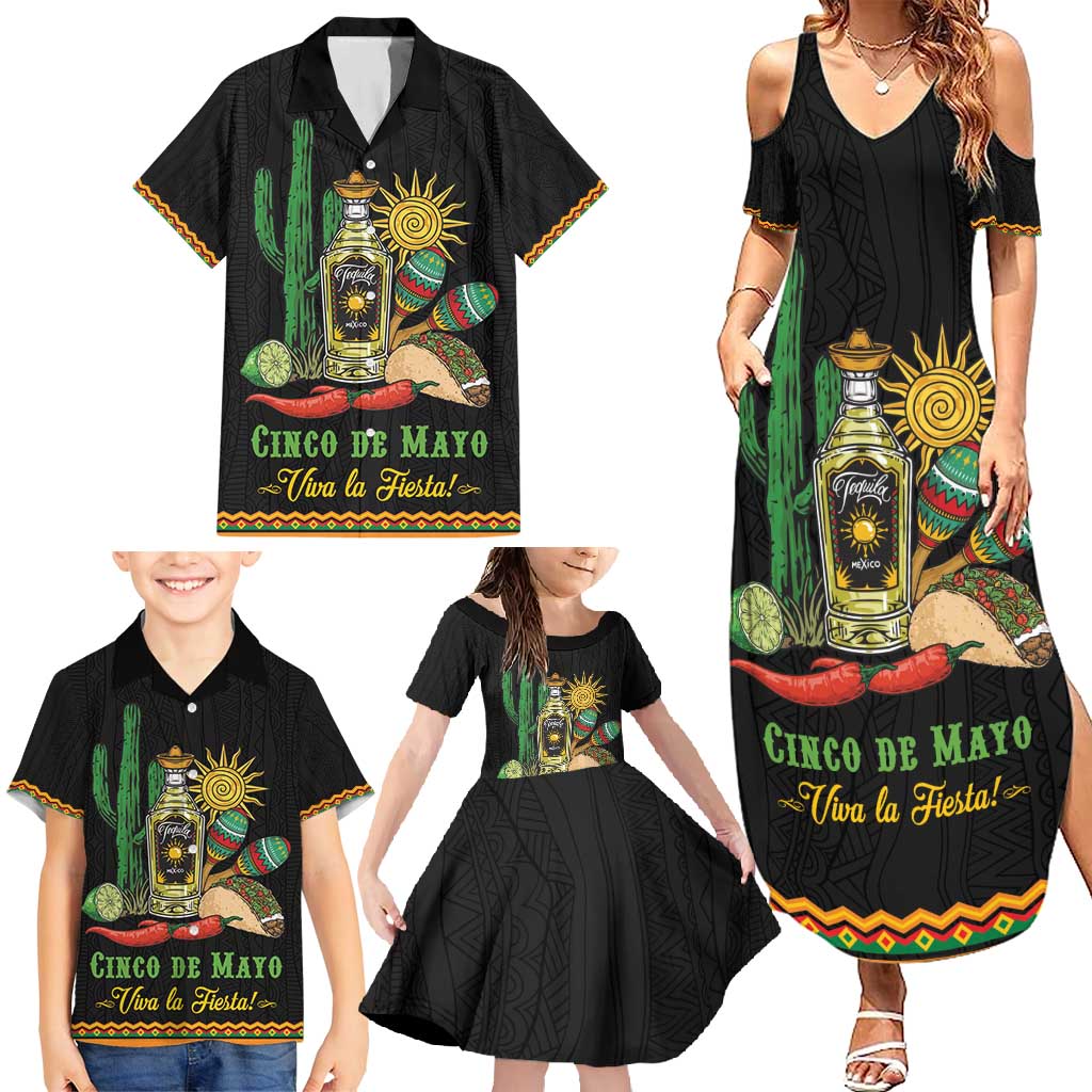 Mexico Cinco de Mayo Family Matching Summer Maxi Dress and Hawaiian Shirt Viva la Fiesta!
