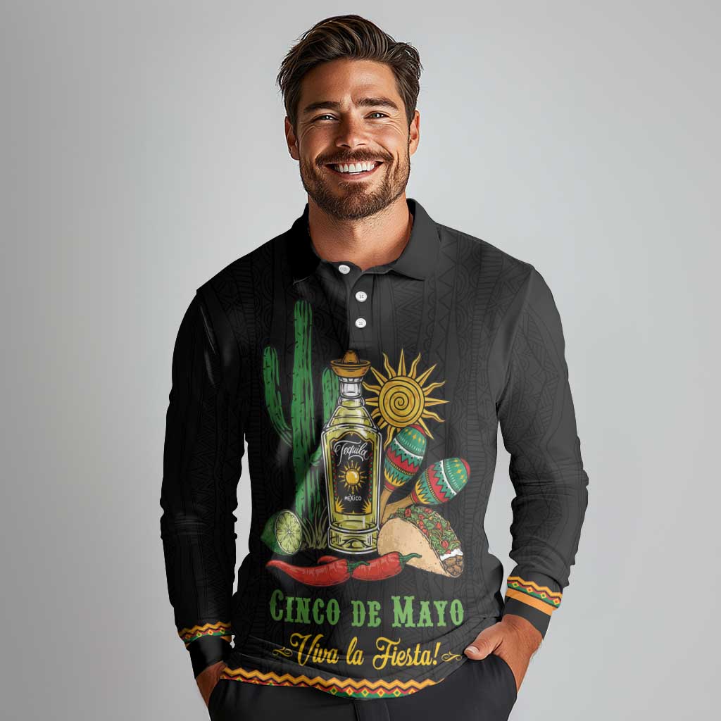 Mexico Cinco de Mayo Long Sleeve Polo Shirt Viva la Fiesta!