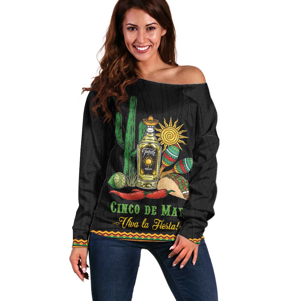 Mexico Cinco de Mayo Off Shoulder Sweater Viva la Fiesta!