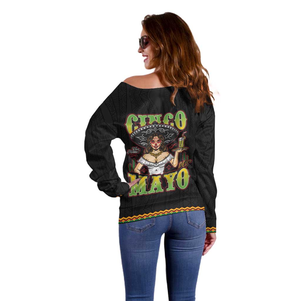 Mexico Cinco de Mayo Off Shoulder Sweater Viva la Fiesta!