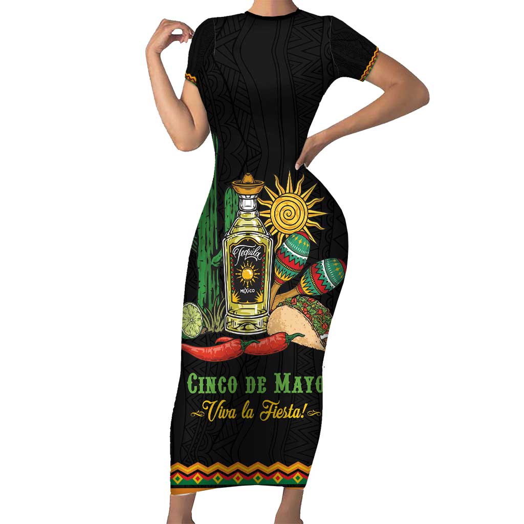 Mexico Cinco de Mayo Short Sleeve Bodycon Dress Viva la Fiesta!