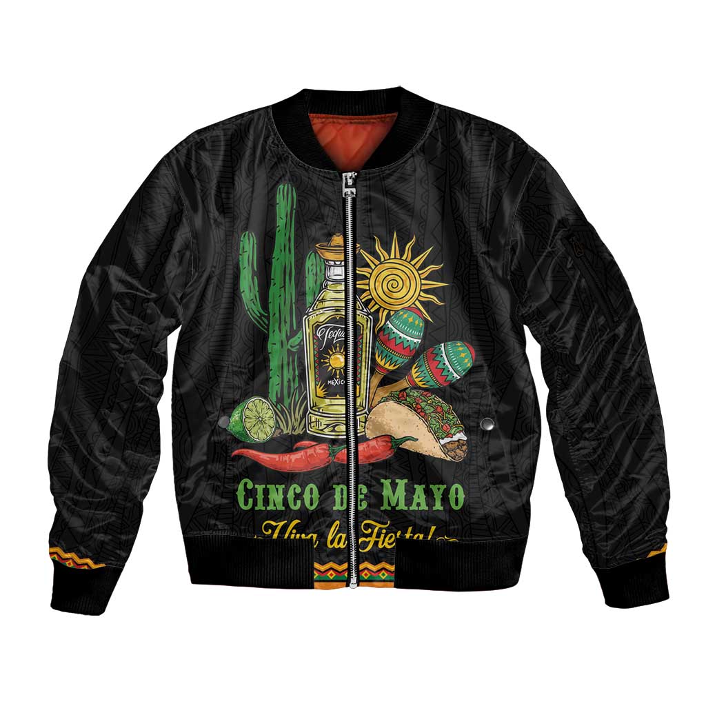 Mexico Cinco de Mayo Sleeve Zip Bomber Jacket Viva la Fiesta!