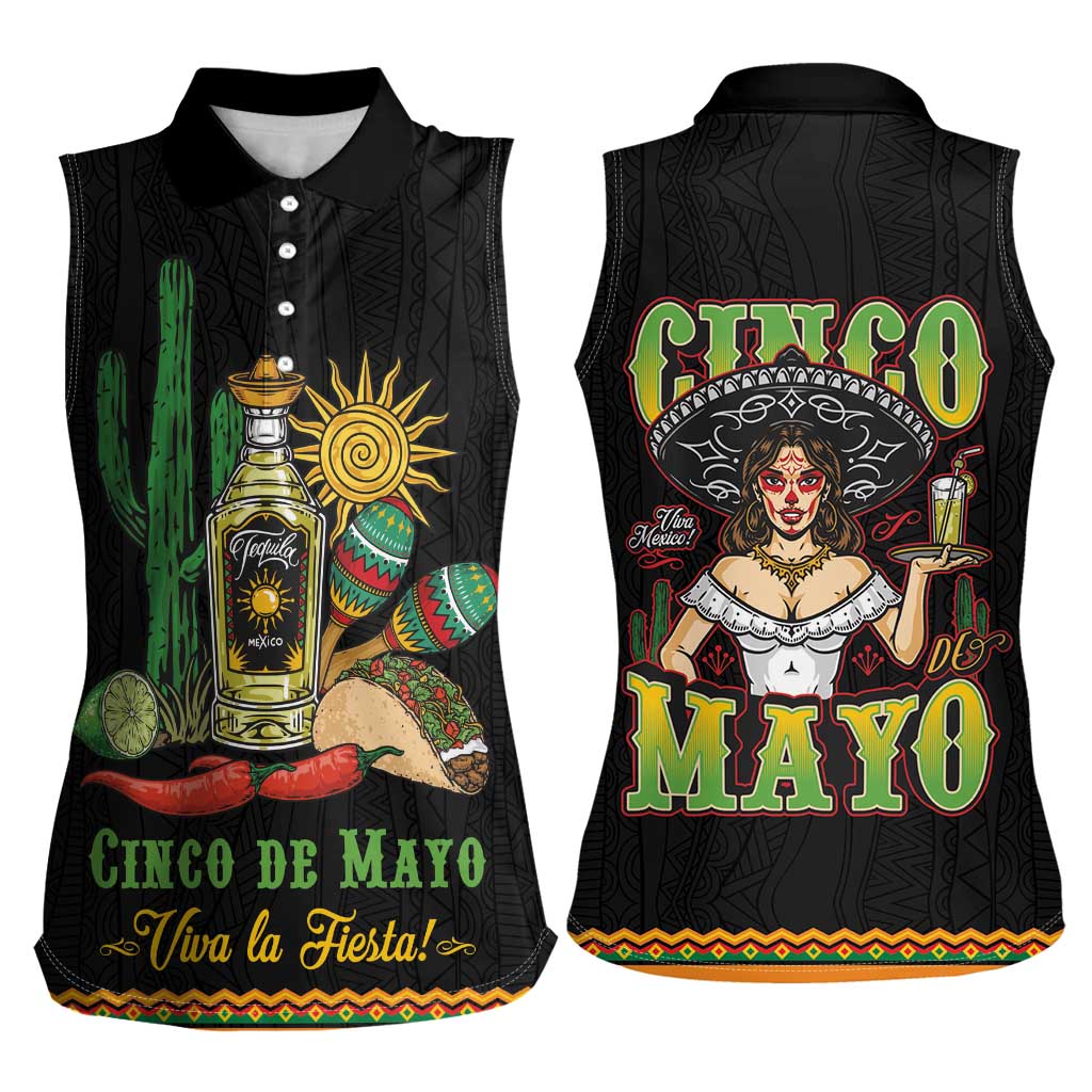 Mexico Cinco de Mayo Women Sleeveless Polo Shirt Viva la Fiesta!