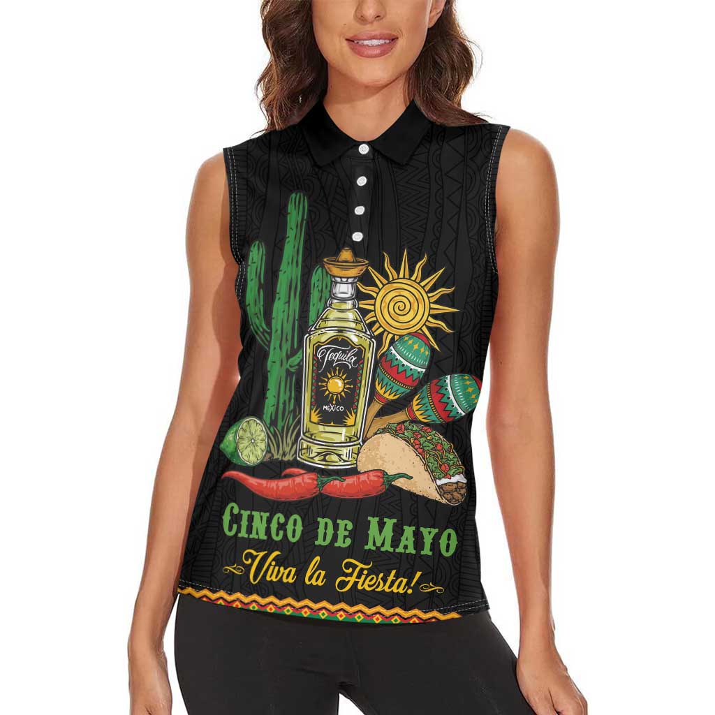 Mexico Cinco de Mayo Women Sleeveless Polo Shirt Viva la Fiesta!