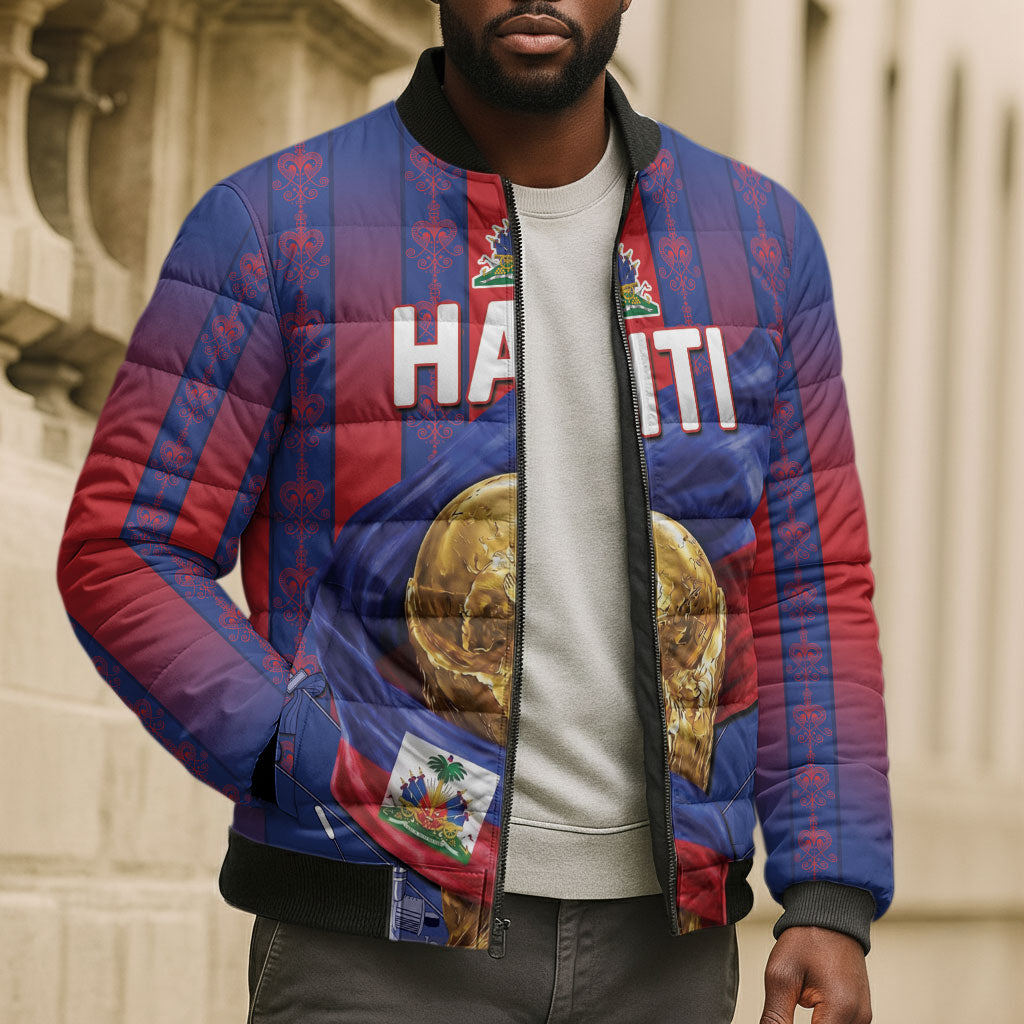 Custom Haiti Football 2026 Bomber Puffer Jacket Les Grenadiers Voodoo Veve Pride