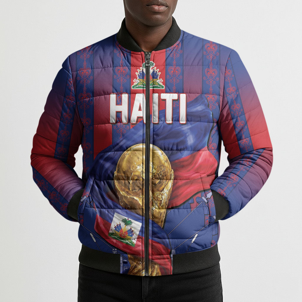 Custom Haiti Football 2026 Bomber Puffer Jacket Les Grenadiers Voodoo Veve Pride