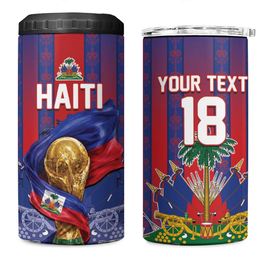 Custom Haiti Football 2026 4 in 1 Can Cooler Tumbler Les Grenadiers Voodoo Veve Pride