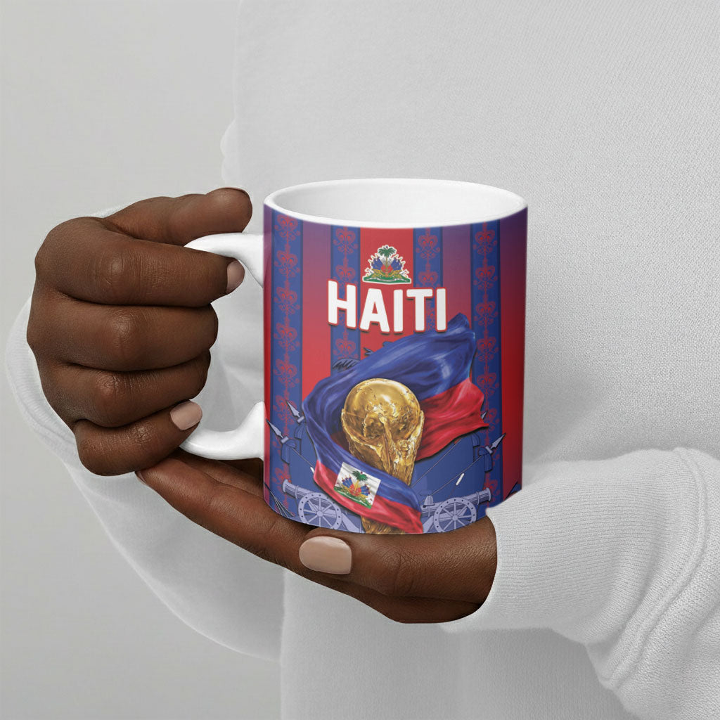 Custom Haiti Football 2026 Ceramic Mug Les Grenadiers Voodoo Veve Pride