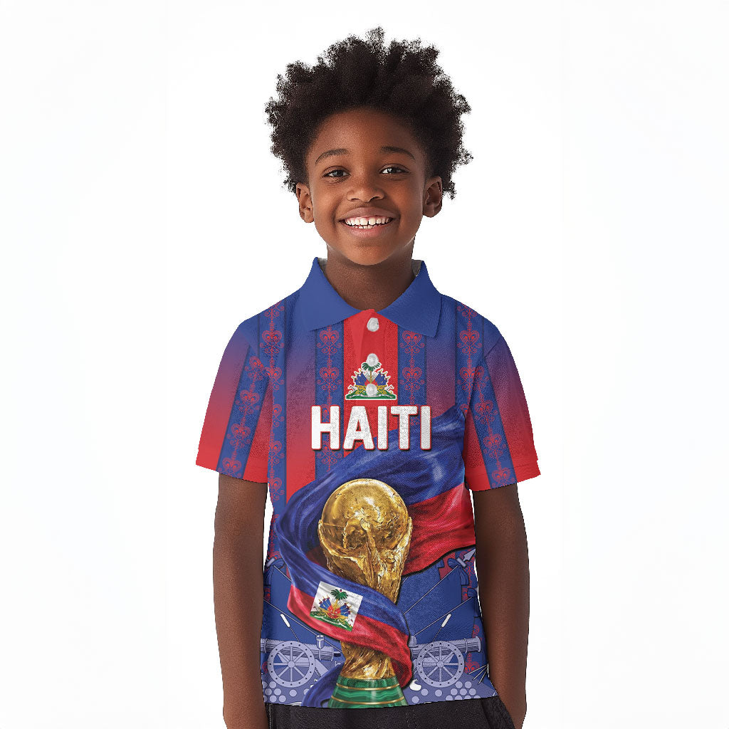 Custom Haiti Football 2026 Kid Polo Shirt Les Grenadiers Voodoo Veve Pride
