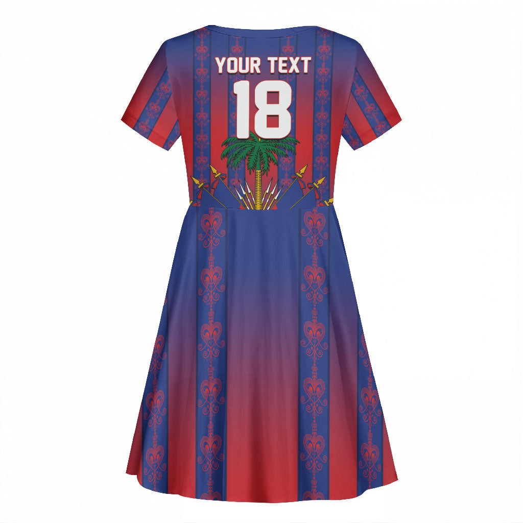 Custom Haiti Football 2026 Kid Short Sleeve Dress Les Grenadiers Voodoo Veve Pride