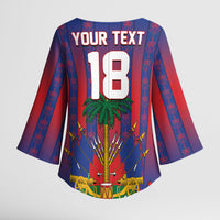 Custom Haiti Football 2026 Kimono Sleeve Blouse Les Grenadiers Voodoo Veve Pride