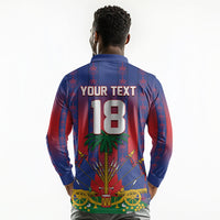 Custom Haiti Football 2026 Long Sleeve Polo Shirt Les Grenadiers Voodoo Veve Pride