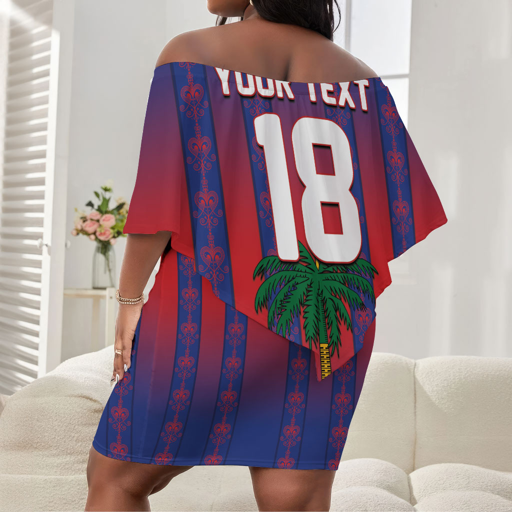 Custom Haiti Football 2026 Off Shoulder Short Dress Les Grenadiers Voodoo Veve Pride