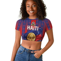 Custom Haiti Football 2026 Raglan Cropped T shirt Les Grenadiers Voodoo Veve Pride