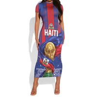 Custom Haiti Football 2026 Short Sleeve Bodycon Dress Les Grenadiers Voodoo Veve Pride