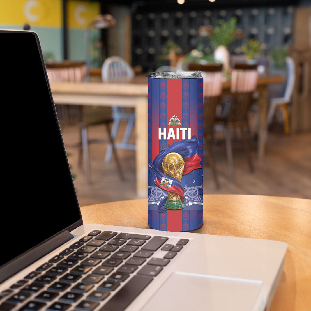 Custom Haiti Football 2026 Skinny Tumbler Les Grenadiers Voodoo Veve Pride