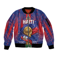 Custom Haiti Football 2026 Sleeve Zip Bomber Jacket Les Grenadiers Voodoo Veve Pride