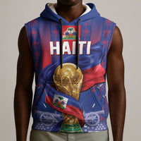 Custom Haiti Football 2026 Sleeveless Hoodie Les Grenadiers Voodoo Veve Pride