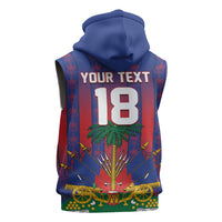 Custom Haiti Football 2026 Sleeveless Zip Hoodie Les Grenadiers Voodoo Veve Pride