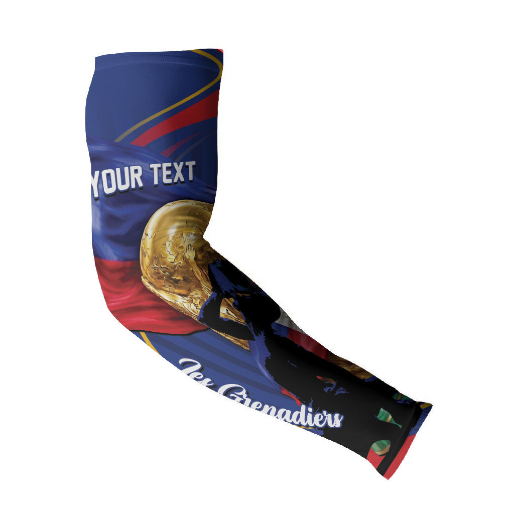 Personalized Haiti Football Champions Arm Sleeves National Pride Gold Trophy