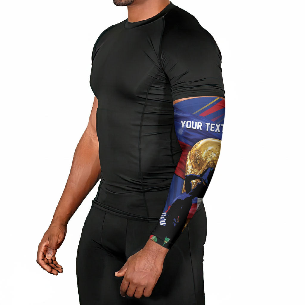 Personalized Haiti Football Champions Arm Sleeves National Pride Gold Trophy