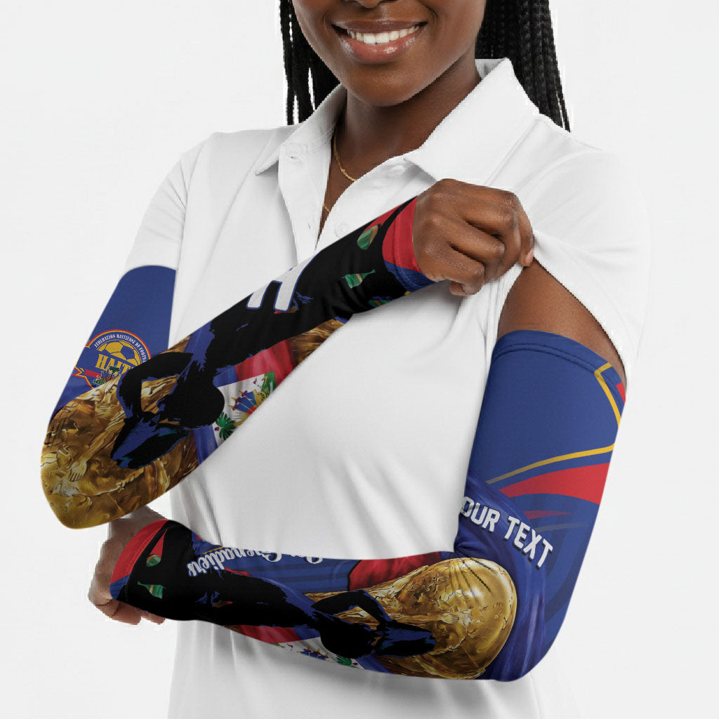 Personalized Haiti Football Champions Arm Sleeves National Pride Gold Trophy