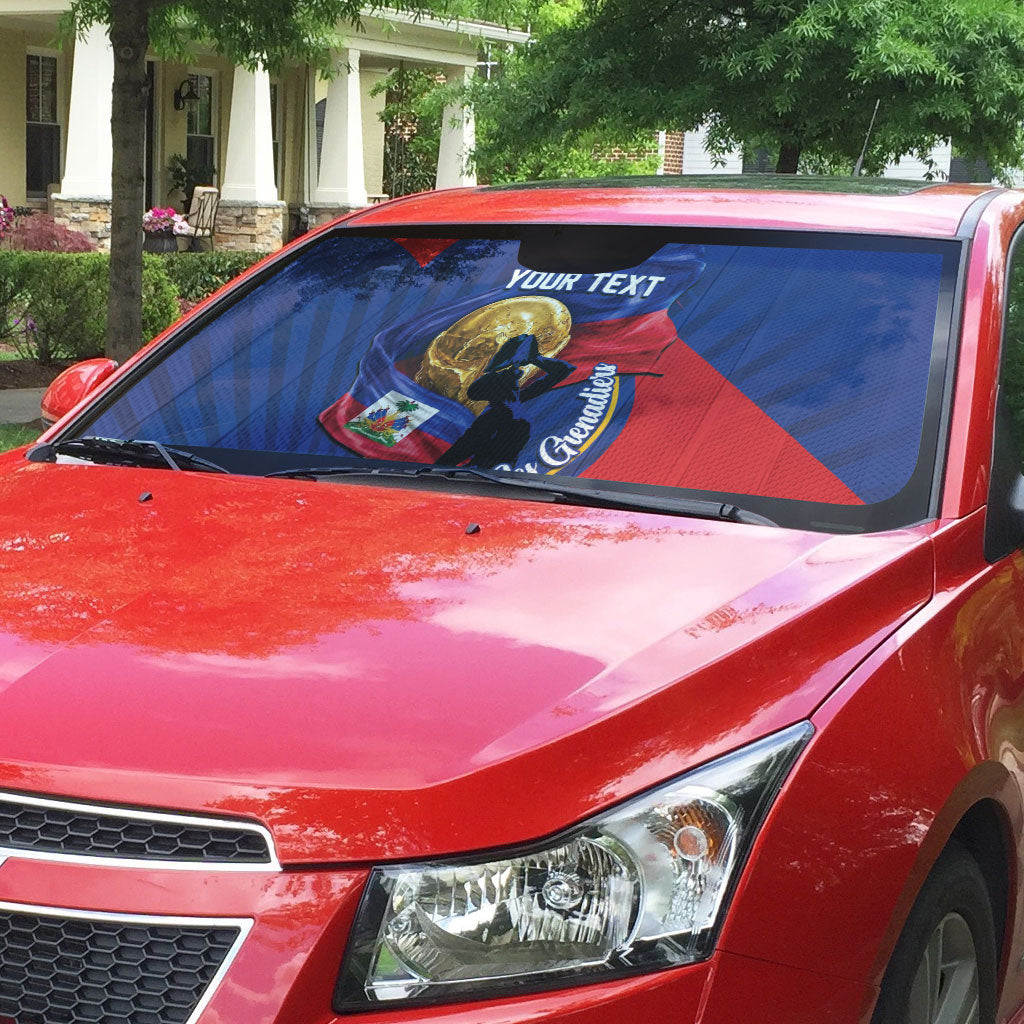 Personalized Haiti Football Champions Auto Sun Shade National Pride Gold Trophy