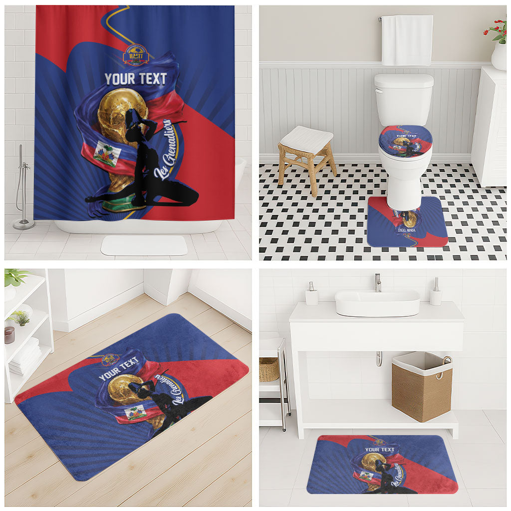 Personalized Haiti Football Champions Bathroom Set National Pride Gold Trophy
