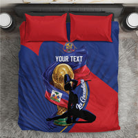 Personalized Haiti Football Champions Bedding Set National Pride Gold Trophy