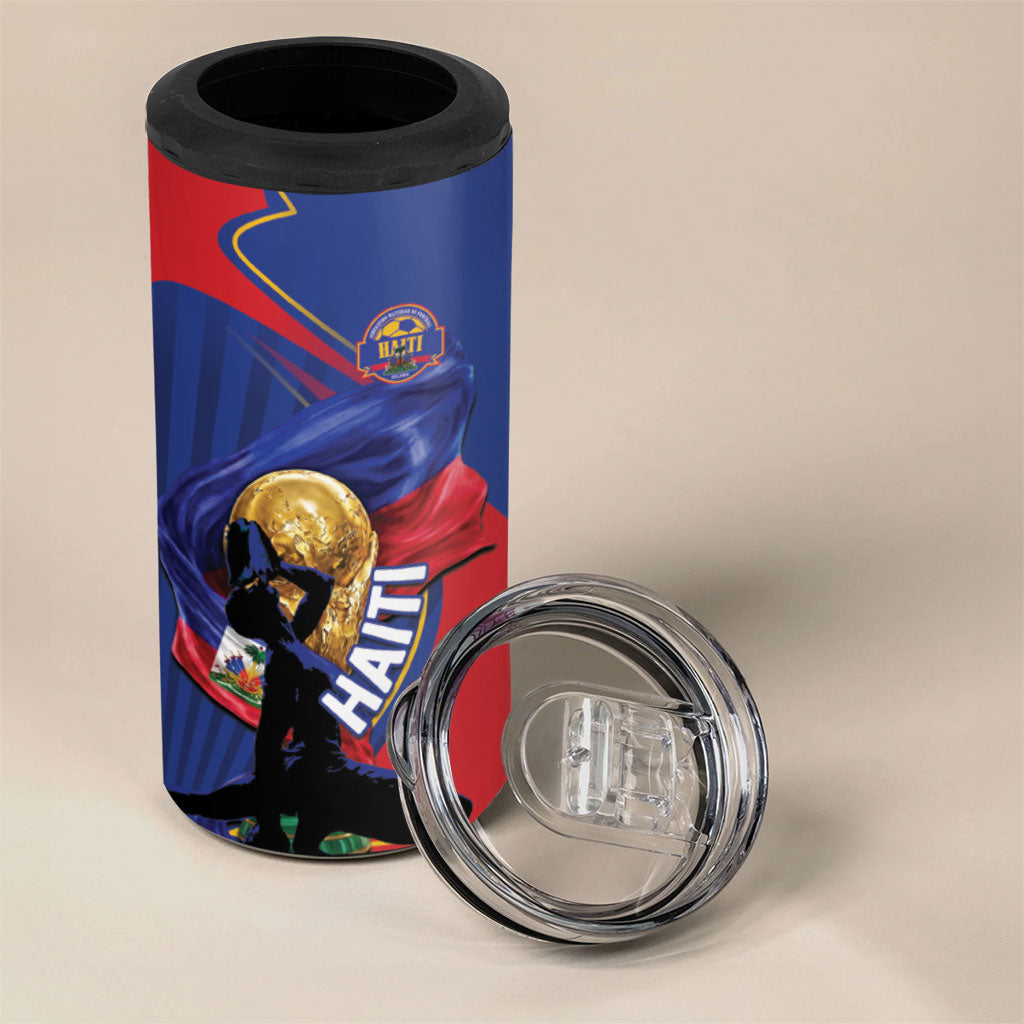 Personalized Haiti Football Champions 4 in 1 Can Cooler Tumbler National Pride Gold Trophy