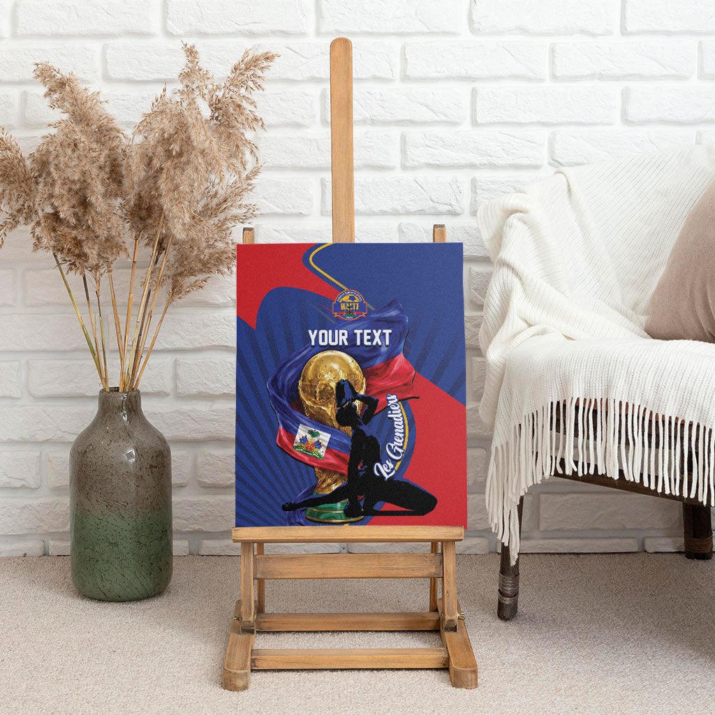 Personalized Haiti Football Champions Canvas Wall Art National Pride Gold Trophy