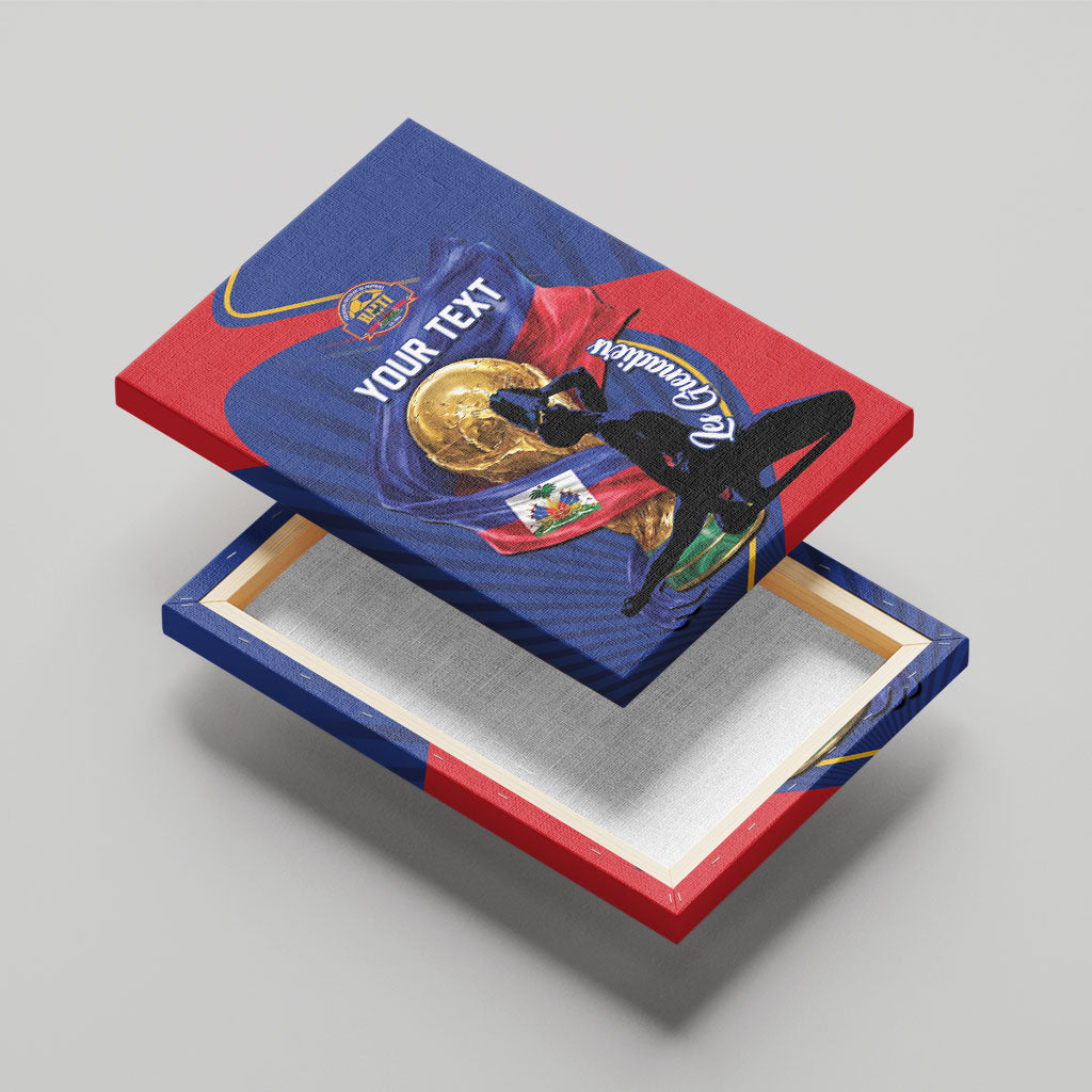 Personalized Haiti Football Champions Canvas Wall Art National Pride Gold Trophy
