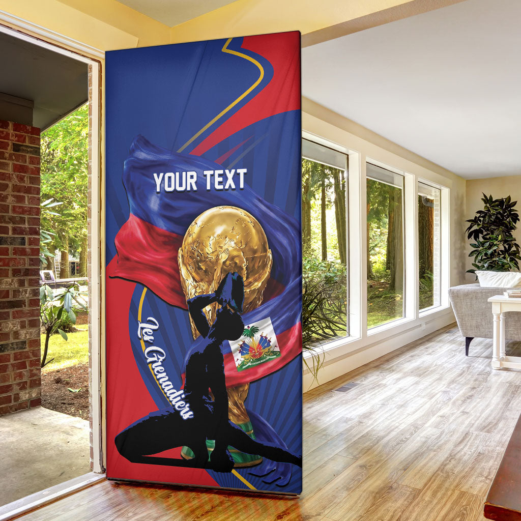 Personalized Haiti Football Champions Door Cover National Pride Gold Trophy