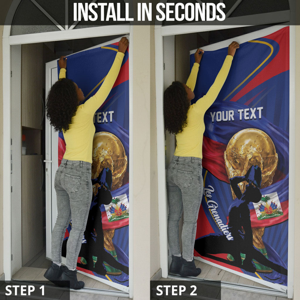 Personalized Haiti Football Champions Door Cover National Pride Gold Trophy