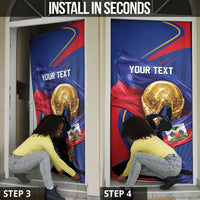 Personalized Haiti Football Champions Door Cover National Pride Gold Trophy