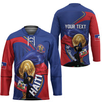 Personalized Haiti Football Champions Hockey Jersey National Pride Gold Trophy