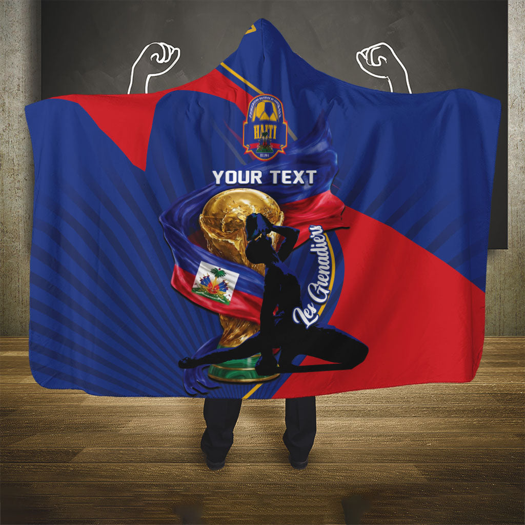 Personalized Haiti Football Champions Hooded Blanket National Pride Gold Trophy