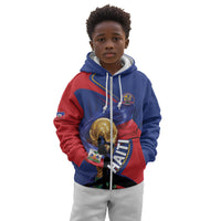 Personalized Haiti Football Champions Kid Hoodie National Pride Gold Trophy