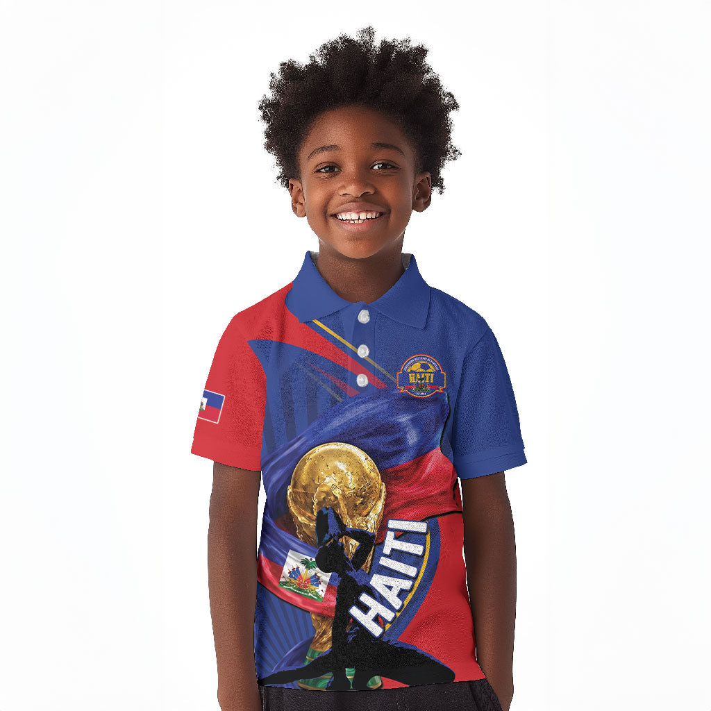 Personalized Haiti Football Champions Kid Polo Shirt National Pride Gold Trophy