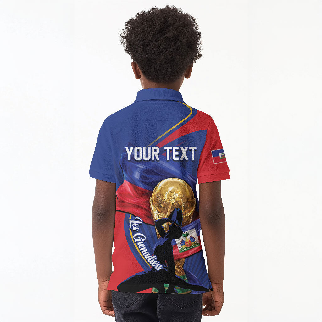 Personalized Haiti Football Champions Kid Polo Shirt National Pride Gold Trophy