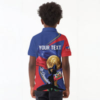 Personalized Haiti Football Champions Kid Polo Shirt National Pride Gold Trophy