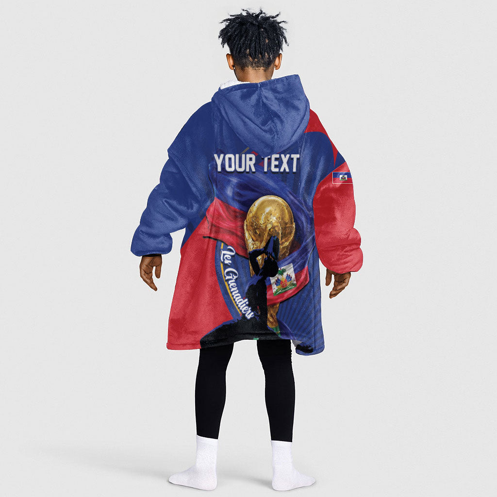 Personalized Haiti Football Champions Kid Wearable Blanket Hoodie National Pride Gold Trophy