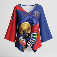 Personalized Haiti Football Champions Kimono Sleeve Blouse National Pride Gold Trophy