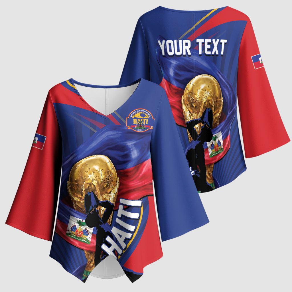 Personalized Haiti Football Champions Kimono Sleeve Blouse National Pride Gold Trophy