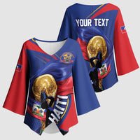 Personalized Haiti Football Champions Kimono Sleeve Blouse National Pride Gold Trophy